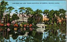 Orlando FL-Florida, Lake Front And Lawn, Scenic View, Vintage Postcard picture