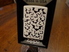 FLYING BATS ALL OVER HALLOWEEN WHITE MATTE ZIPPO LIGHTER MINT IN BOX picture