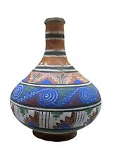 Native American Pottery 12”  Blue Green Red picture