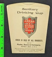 Vintage 1880 Kreso Disinfectant Flattened Paper Sanitary Drinking Cup Detroit Mi picture