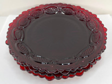Vtg Avon 1876 Cape Cod SALAD PLATES Ruby Red Glass 7 1/4