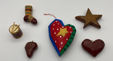 Lot of 6 Assorted Wooden Christmas Ornaments picture