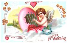 EASTER GREETINGS.VTG CUPID POSTCARD*A28 picture