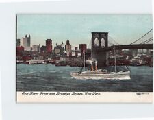 Postcard East River Front and Brooklyn Bridge New York City New York USA picture