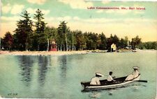 Vintage Postcard- Lake Cobosseecontee, Bell Island, ME Early 1900s picture
