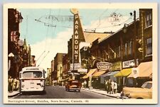 Postcard Barrington Street, Halifax, Nova Scotia, Canada Streetcar 1957 B62 picture
