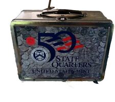 VTG 50 STATE QUARTERS US MINT METAL LUNCHBOX - GOOD CONDITION Patina Rust, Dents picture