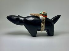 Rare Huge 6.5” 1940’s / 50’s Zuni Carved Jet Wolf Fetish By Teddy Weahkee (d.) picture