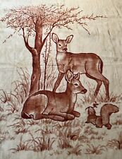 Vintage San Marcos Reversible Blanket - Deer & Squirrel Scene - 72” x 92” - New picture