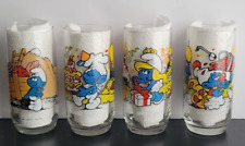 Lot Of 4 Vintage 1982/1983 Smurf Glasses : Hefty, Baker, Smurfette, and Clumsy.  picture