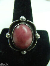  Vintage Unmarked Tribal Silver Pink Agate Ring Size 12   picture