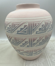 Vintage Navajo Handcrafted Beige Art Large Pottery Artist Signed J. Billy Native picture