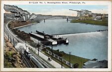 Pittsburgh PA Monogahela River Train Tracks Pennsylvania Postcard picture