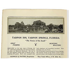 Vintage 1923 Tarpon Inn Tarpon Springs Florida Print Ad The Venice Of The South picture