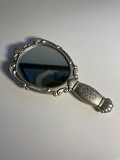 ANNA SUI Small Hand Mirror In Silver 6” Rose Detail - Plastic picture