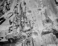 B&W WWII Photo Bombed German Rail Yard  Recon Photo WW2 World War Two / 8007 picture