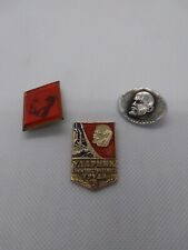 Vintage USSR Soviet Communism Vladimir Lenin Pins Lot Of 3 picture