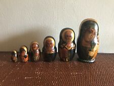 Icon Nesting Dolls Signed Religious Vintage Set of 6  Mary w/Child Jesus PLUS picture