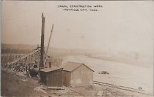 Canal Construction Railroad Engine Montague City Mass.Fletcher RPPC Postcard picture