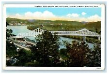 c1920's Pomeroy Bend Bridge Ohio River Looking Towards Pomeroy OH Postcard picture