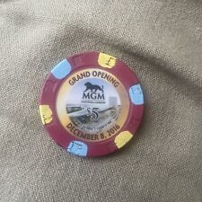 MGM GRAND OPENING  Dec8, 2016 👀. Rare Red $5 Casino Chip . Good Luck🍀 picture