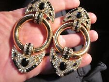 VINTAGE PAIR OF DECORATIVE CRYSTAL ENCRUSTED METAL OBJECTS 4 1/4