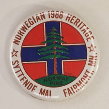 Vintage 1988 Norwegian Heritage Fairmont MN Pinback Button   Syttende Mai picture