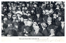 Vintage Real Photo Post Card 1908 Posted Large crowd of men in suits and hats picture