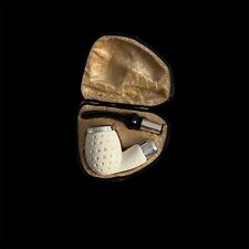 Lattice Block Meerschaum Pipe 925 silver handmade w fitted case MD-253 picture
