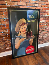 LARGE Authentic Coca Cola framed lithograph Girl WWll 1944 