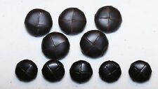 10 Vtg Leather Buttons 4 Winter Coat Jacket Overcoat Hunting Riding Sport Coat picture