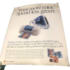 Vintage 2000 Apple Macintosh iMac Epson  28 x 22 Rolled Poster Spend Less Green picture