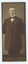 Antique CDV Circa 1890s Handsome Young German Man Wearing Suit & Bow Tie picture