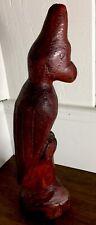 Vintage Red Hardwood Hand Carved Wooden ParrotCollectible Figurine About 12”Tall picture