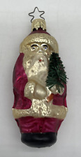 Vintage Antique West German Santa Ornament With Feather Tree picture