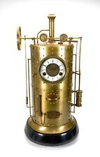 Massive French Style 8 Day Brass Automaton Steam Engine Industrial Clock picture