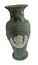 Vintage Wedgewood Jasparware Green Vase Rose Silhouette 9