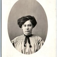 ID'd c1910s Cute Young Lady Girl RPPC Real Photo Postcard Barbara Roberson A111 picture