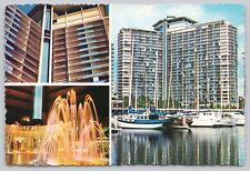 Ilikai Hotel, Fountain & Boats, Waikiki HI Hawaii Multiview Continental Postcard picture