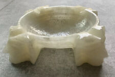 Vintage Off White Soapstone Aztec Patterns Mayan Faces Ashtray picture