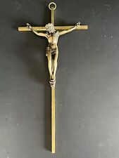 Brass Crucifix INRI Cross 10” Jesus Christian Religious  Vintage picture
