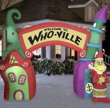 12' GIANT GRINCH WELCOME TO WHOVILLE ARCHWAY Airblown Christmas Inflatable picture