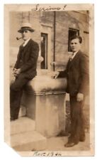 Two Nicely Dressed Men Man Suit Smoking Pipe Scene Vintage Snapshot Photo picture