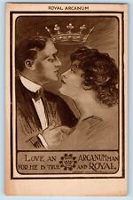 Artist Signed Postcard Couple Romance Royal Arcanum Fraternal c1910's Antique picture