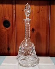 VTG HEAVY LEAD CRYSTAL DIAMOND CUT FROSTED ACCENTS Liquor Wine Bell Decanter picture
