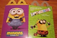 McDonald's '15 DESPICABLE ME MINIONS Happy Meal BOX,Purple & Green,ACQUIRED FLAT picture