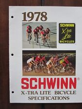 1978 Schwinn Xtra Lite Bicycle Specifications catalog VGC picture
