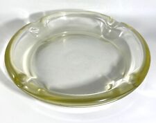 Vintage Large Round Glass Cigar Ashtray Yellow Rim 8” Heavy 4 Slots picture
