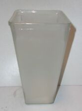 Vintage White Frosted Glass Square Cylinder Type Vase 9 1/8