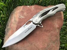 Brushed Nickel Stainless Steel knife 7Cr17mov SS Blade Ball Bearing Pivot picture
